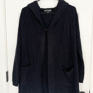 Barefoot Dreams Cozychic Lite Black Medium Hooded Cardigan